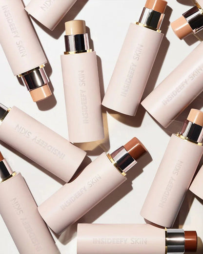 Insideefy Skin Foundation Stick + Dual Brush Set ✨ Flawless Coverage in Seconds ⏱️ — Includes 🖌️ Foundation & Spot Check Brushes